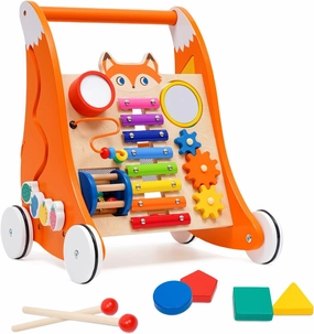 Wooden Baby Push Walker Baby Walker Kids Activity Center Push Toys for Babies Learning to Walk Toddler Push & Pull Toys Learning Walker Stroller Walker with Wheels for Baby