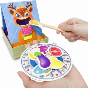 Wooden Feeding Toy Play Food Toys for Toddlers Pretend Play Food Sets for Kids Kitchen Fine Motor Feeding Game Preschool Learning Activities for Toddlers Kids