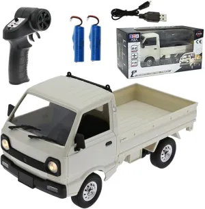 WPL D12 1/16 Remote Control Truck for 16 , 2.4Ghz RC Car, Mini RC Truck, Mini Van, Double Batteries - White
