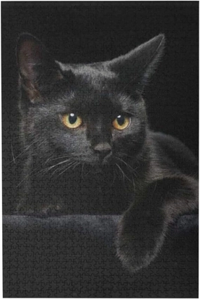 WZVZGZ Black Cat 500 Piece Format Jigsaw Puzzle for Adults Kids - Childhood Education Puzzle Wooden Cartoon Toys