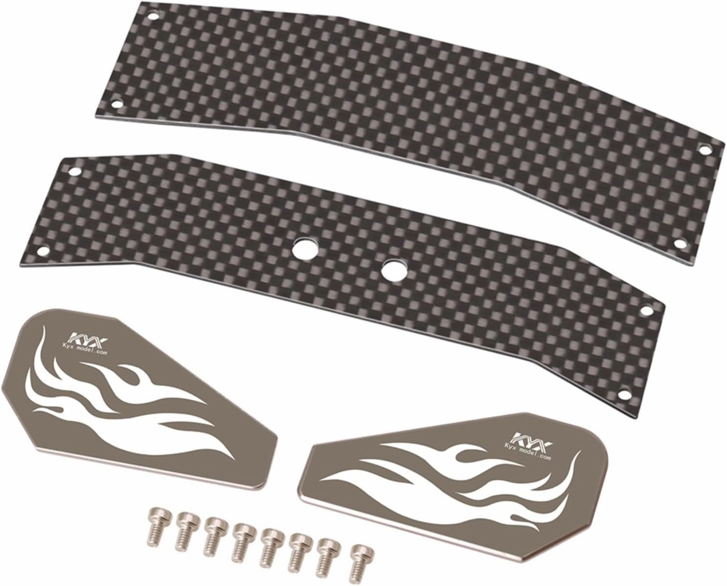 XBERSTAR RC Rear Wing for LOSI 1/16 Mini Buggy RC Double Tail Carbon Fiber Tail Wing for LOSI 1/16 Mini Buggy RC Car Accessory (Gray)