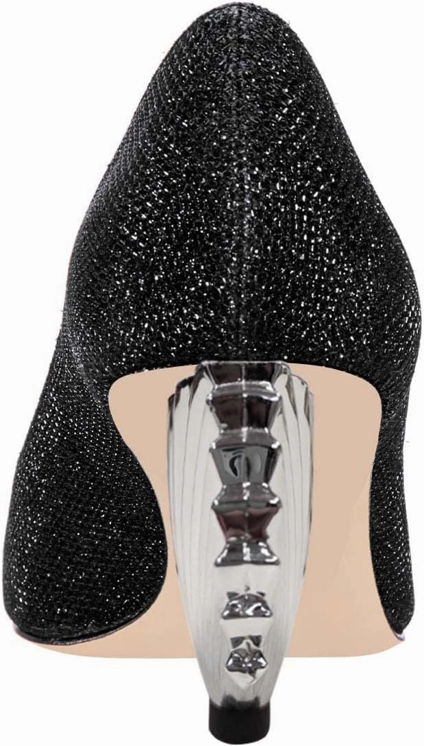 XYD Women Closed Pointy Toe Mid Scallop Shape Heel Pumps Slip On Dressy Cocktail Evening Party Event Shoes