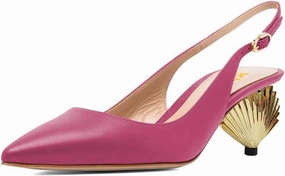 XYD Women Mid Scallop Shape Heel Slingback Buckled Closed Pointed Toe Pumps Pull On Party Event Club Dressy Shoes