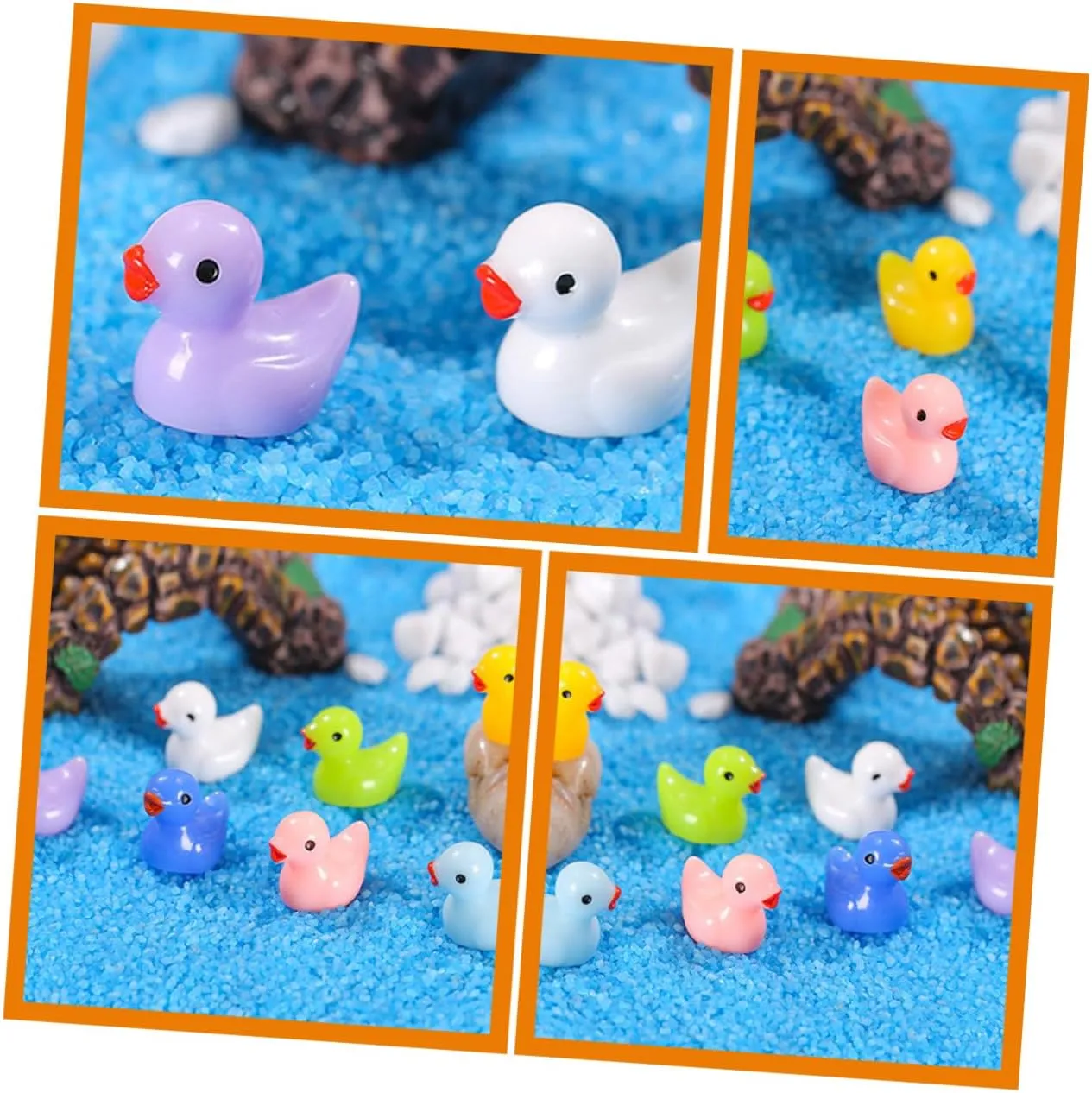 YARNOW 2sets 75pcs Miniature Resin Ducks Tiny Figurines for Dollhouse Decor Garden Aquarium and Home Decoration Tiny Models for Fairy Garden and Landscape Accessories 75pcs*2