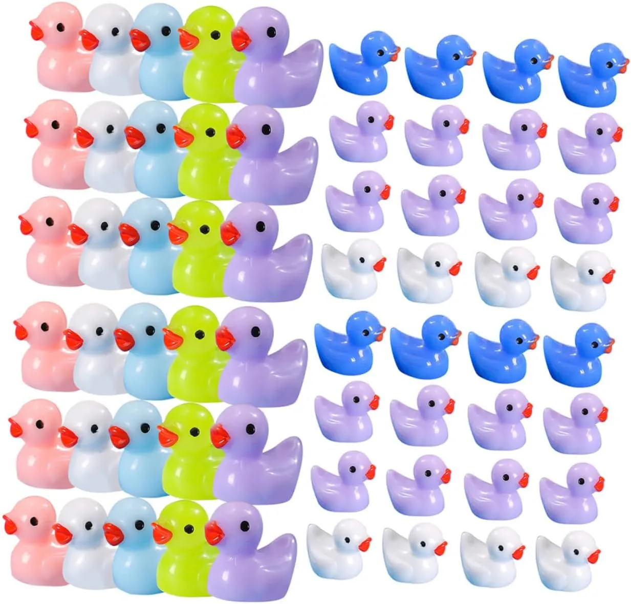 YARNOW 2sets 75pcs Miniature Resin Ducks Tiny Figurines for Dollhouse Decor Garden Aquarium and Home Decoration Tiny Models for Fairy Garden and Landscape Accessories 75pcs*2