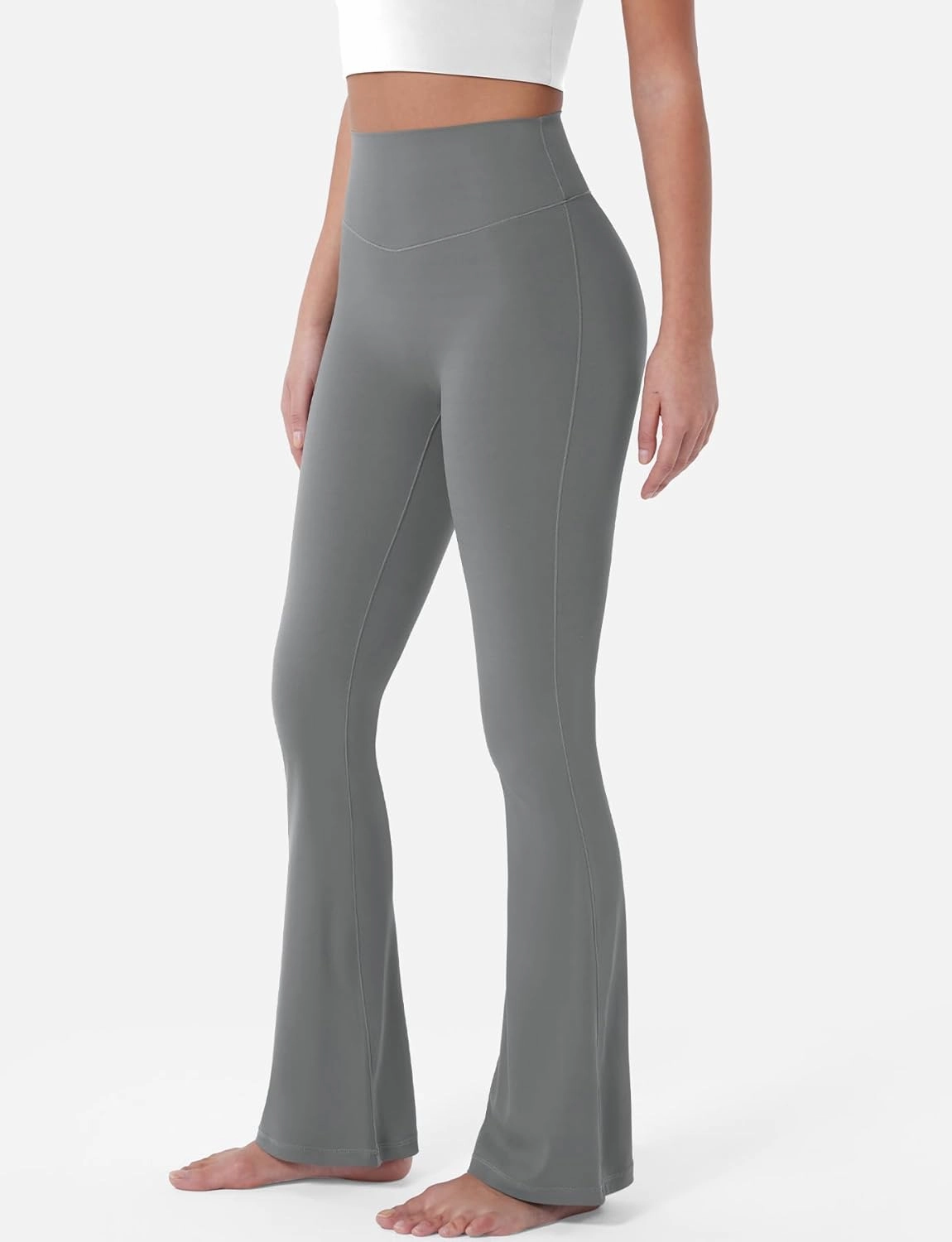 YEOREO Mini Flared Leggings for Women 30" Bessli High Waist No Front Seam Flare Yoga Pants Hidden Scrunch Workout Leggings