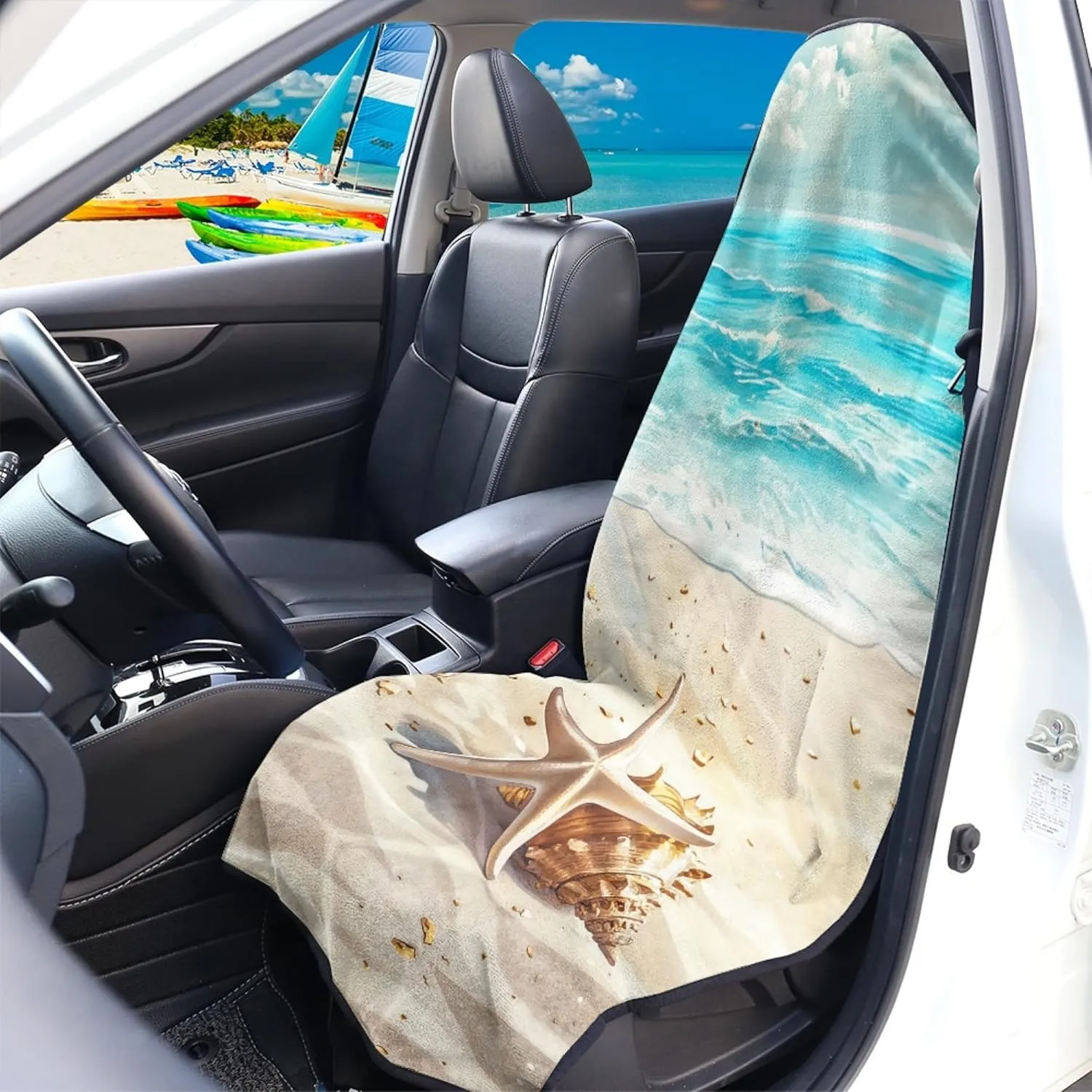 Yewattles Beach Starfish Waterproof Seat Protector for Car SUV Truck Sedan Van Non-Slip Scratching Proof Car Seat Cover Gym Yoga Beach Running Swimming Workout Outdoor Sports