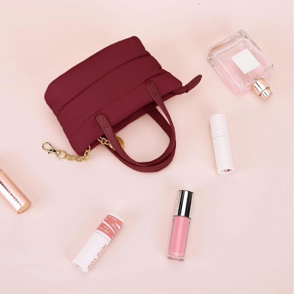YFGBCX Mini Makeup Bag Puffy Cosmetic Bag Keychain Pouch Bag for Mini Makeup Kit Cute Lipstick Pouch Coin Purse