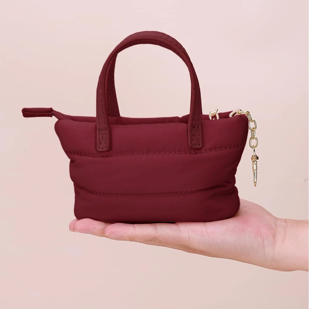 YFGBCX Mini Makeup Bag Puffy Cosmetic Bag Keychain Pouch Bag for Mini Makeup Kit Cute Lipstick Pouch Coin Purse