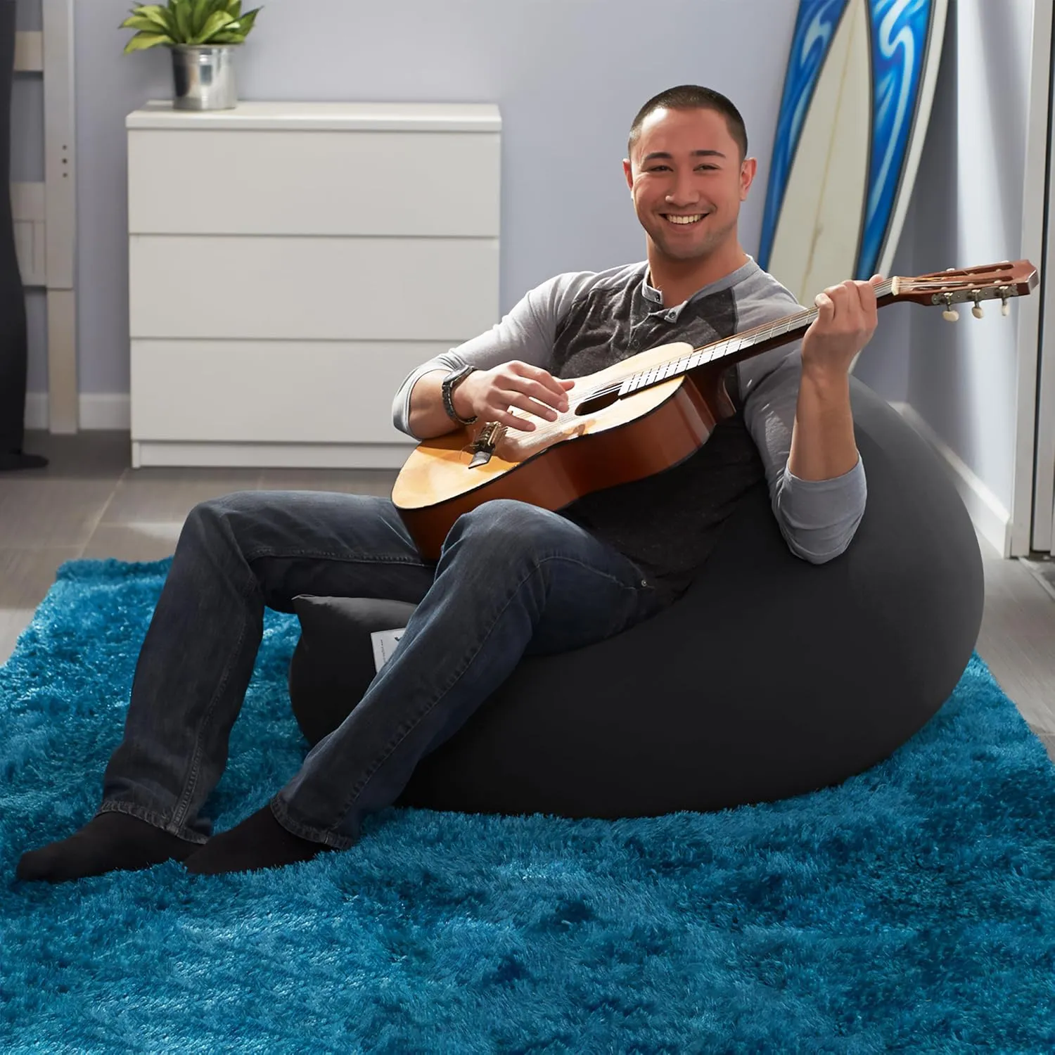 Yogibo Mini Bean Bag, Small Beanbag Chair for Kids, Teens and Adults, Great for Meditation and Sitting, Fibead Filling Conforms to Body, Washable, Removable Cover, Dark Grey