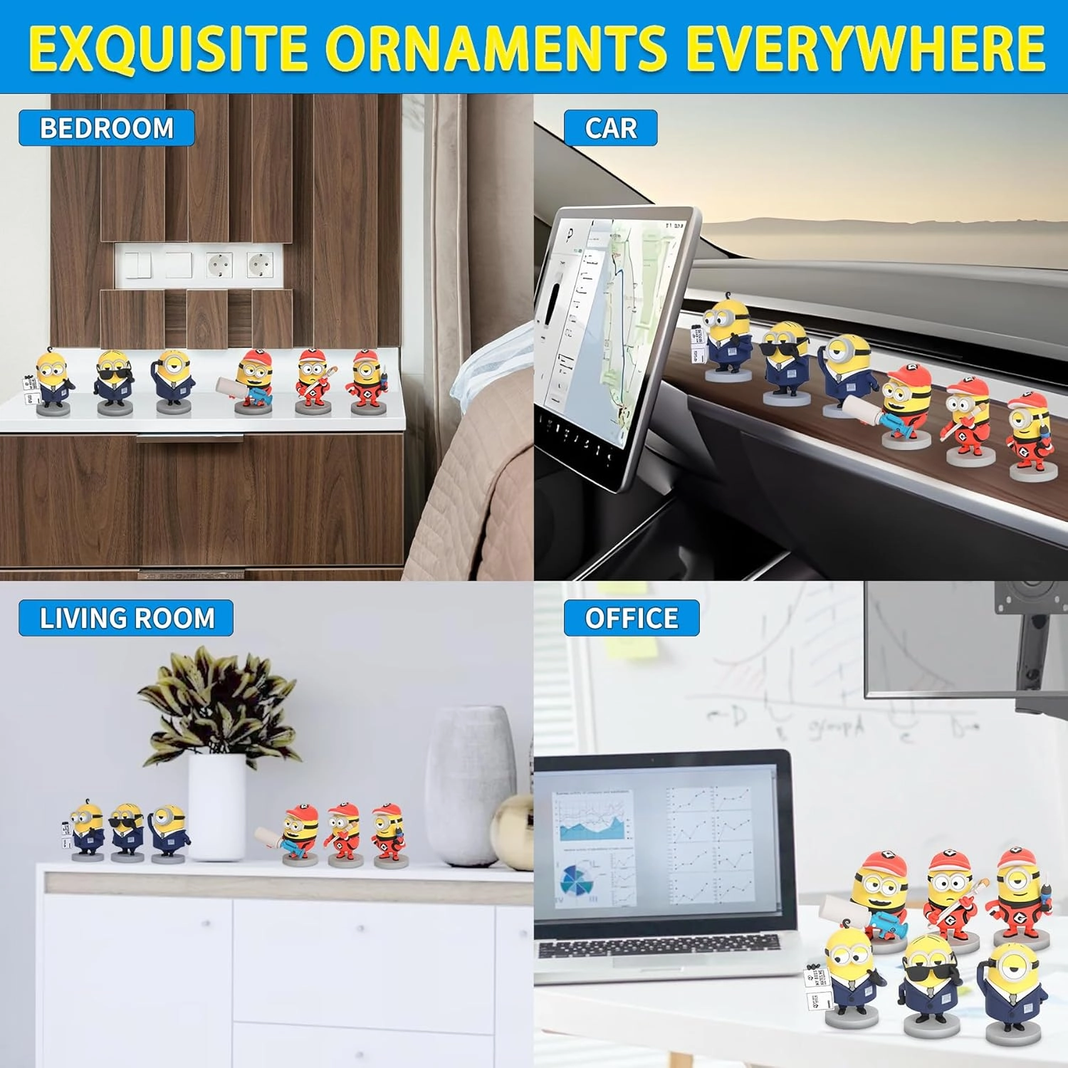 YOLOPARK Despicable Me 4 Toys,Collectible Minions Workwear Assortment Set Action Figures,3 Inch Minion Home Decorations/Model Kits, Holiday Birthday Gifts for Ages 3 and Up