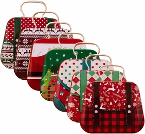 Zcargel Small Metal Box 7PCS Mini Portable Box Container Rectangular Hinged Lids Tin Empty Tins Box Containers Children Gift Mini Tin Handbag with Christmas Theme Patterns for Kids