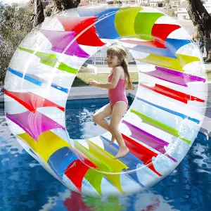 Zcaukya Giant Inflatable Wheel Roller, Colorful Water Rolling Wheel Float for Kids Summer Swimming Pool Parties, Rolling on The Lawn, Indoor Outdoor Fun Toys for Games Supplies