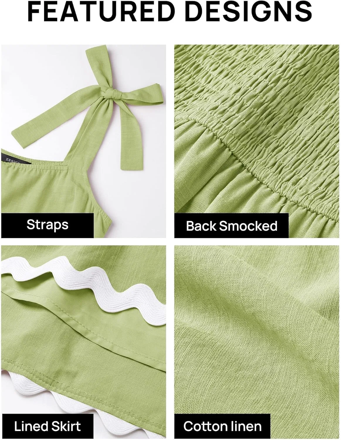 ZESICA Women's Summer Swing Mini Dress Casual Spaghetti Straps Sleeveless Smocked Backless Flowy A Line Sundress