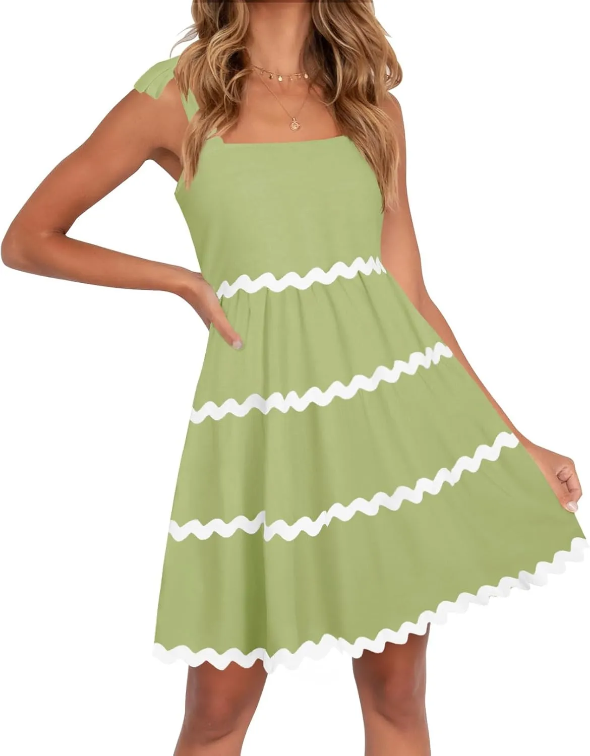 ZESICA Women's Summer Swing Mini Dress Casual Spaghetti Straps Sleeveless Smocked Backless Flowy A Line Sundress